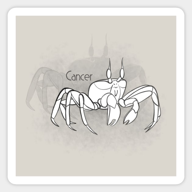 Zodiac sign Cancer - Black and white lineart Sticker by Red Fody